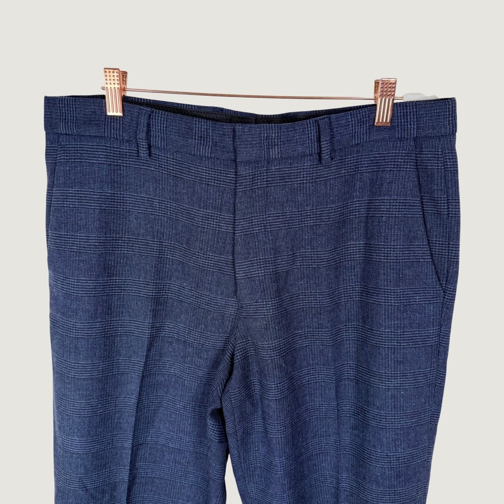J. Crew Ludlow Navy Glen Plaid Wool Dress Pants W33 L34 (Fits 34x33.5) K2631